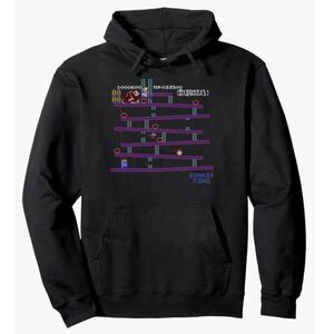 Nintendo Donkey Kong Video Game Graphic Hoodie Black Small